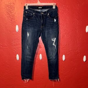 Express Blue Jeggings with Distressed Detailing